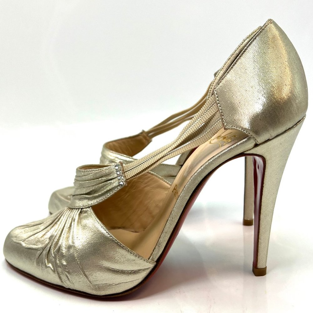 Christian Louboutin Gold Silver Vintage Heels 40 - Authentic